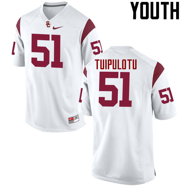 Youth #51 Marlon Tuipulotu USC Trojans College Football Jerseys-White